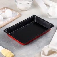 Противень Доляна «Ренард. Прямоугольник», 25×17×3 см, антипригарное покрытие, цвет красный