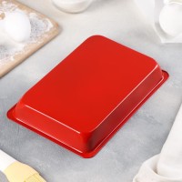 Противень Доляна «Ренард. Прямоугольник», 25×17×3 см, антипригарное покрытие, цвет красный