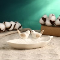 Подставка для мелочей "Пташки" 18х12х6см, белая