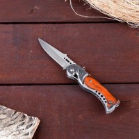 Нож складной полуавтоматический "Пескарь", клинок 6см, с фонариком, оранжевый