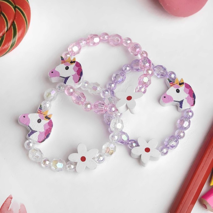 Браслет детский «Выбражулька» единорог с цветочком, МИКС