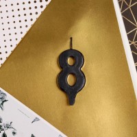 Свеча в торт цифра "8", черная, 7 х 14 см