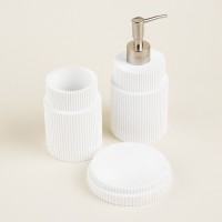 Аксессуары для ванной SL Home, 3 предмета: дозатор, мыльница, стакан, белые