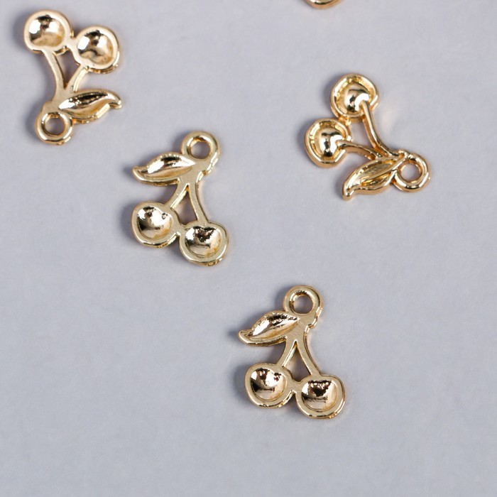 Декор для творчества металл "Две вишенки" золото 1,3х1,2 см Декор для творчества металл "Две вишенки" золото 1,3х1,2 см