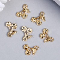 Декор для творчества металл "Две вишенки" золото 1,3х1,2 см