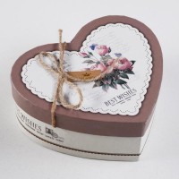 Набор подарочных коробок сердце 3 в 1, «Пионы» коричневый, 21×19×9 - 15.5×14×6 см