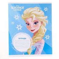 Тетрадь в клетку 12 листов, 5 видов МИКС, обложка мелованный картон, «Холодное сердце»