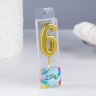 Свеча в торт на шпажке «Цифра 6», золотая, 4.5×2.5 см