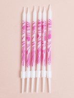 Свечи для торта «Волнистые линии», 6 шт., белый с розовым