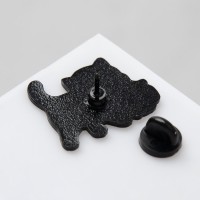 Значок «Кошка с котёнком», цвет серо-белый в чёрном металле