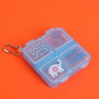 Таблетница GOOD LUCK, с цепочкой, 6.5×6×1.5 см, 4 секции, МИКС