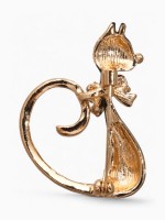 Брошь «Кошечка» загадочная, цвет чёрно-белый в золоте