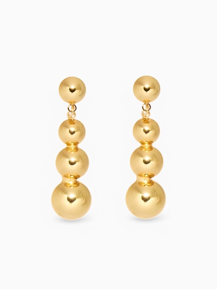 Серьги пластик «Бусины» на уменьшение, цвет золото