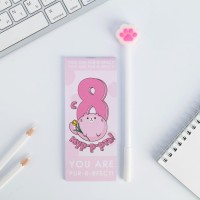 Подарочный набор, блокнот 32 листа A7 и ручка пластик«8 марта: С 8 мур-р-рта»