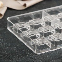 Форма для шоколада и конфет KONFINETTA «Тоффи. Квадрат», 27,5×13,5×2,5 см, 21 ячейка, ячейка 2,5×1,5 см