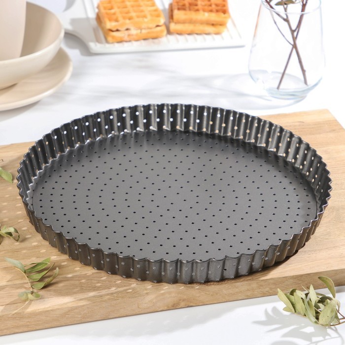 Форма для выпечки Доляна Galaxy перфорированная, со съёмным дном, 30×3 см, антипригарное покрытие