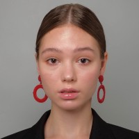 Серьги металл «Затмение» круг, цвет красный