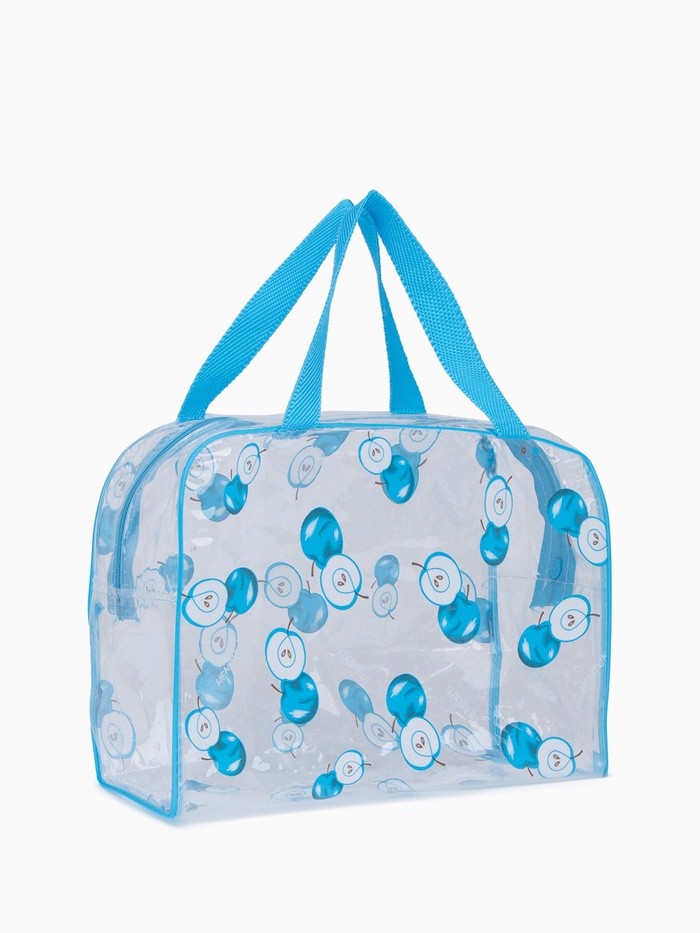 Косметичка-сумка на молнии для бассейна, большая, с ручками, с принтом «Ранетки», голубая