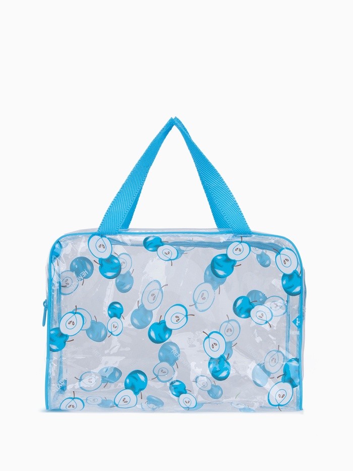 Косметичка-сумка на молнии для бассейна, большая, с ручками, с принтом «Ранетки», голубая