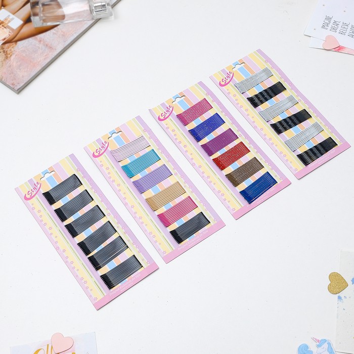 Невидимки для волос QF «Классика», набор 60 шт., ассорти МИКС №1.2.3.4, 5.2 см 5.5 см