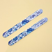 Пилка для ногтей «Гжель», прямая, 180/240 грит, 18 см, разноцветная