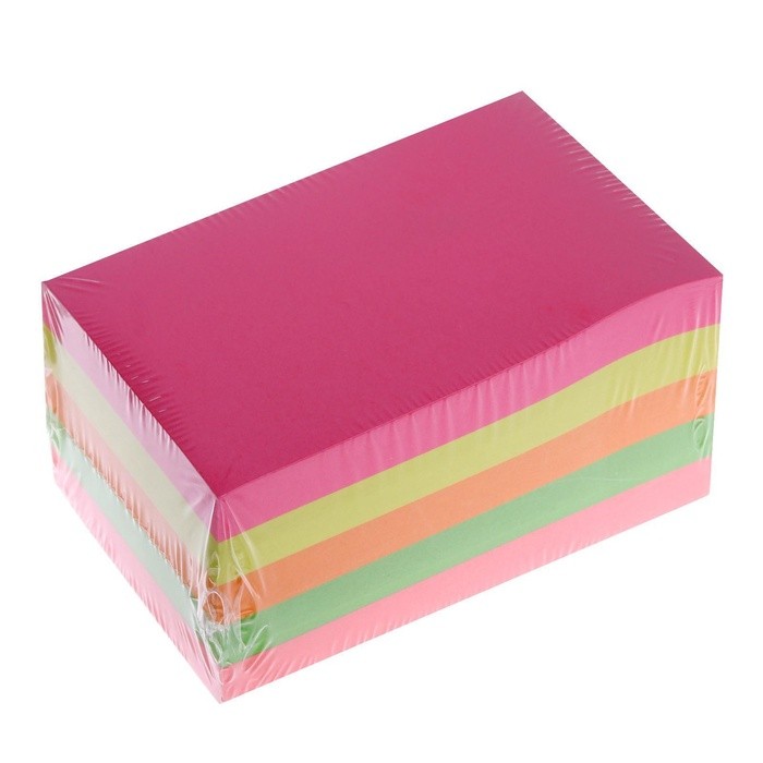 Блок с липким краем 51 мм × 76 мм, 400 листов, флуоресцентные, 5 цветов