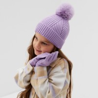 Комплект для девочки (шапка и перчатки) KAFTAN, сиреневый, размер 52-54 (3-5 лет)