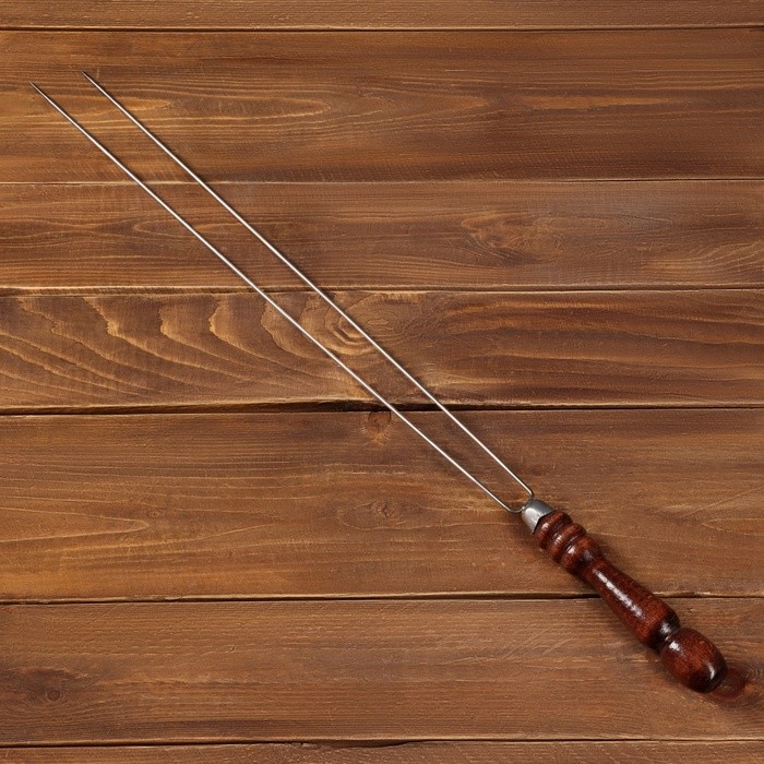 Шампур - спица для овощей с деревянной ручкой «Фигурная», 65(50) × 2.5(1.5) × 0.3 см