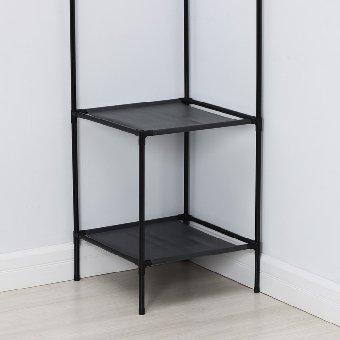 Вешалка - стойка напольная для одежды LaDо́m, угловая, с полками для хранения, 2 яруса, 45×60×180 см, чёрная